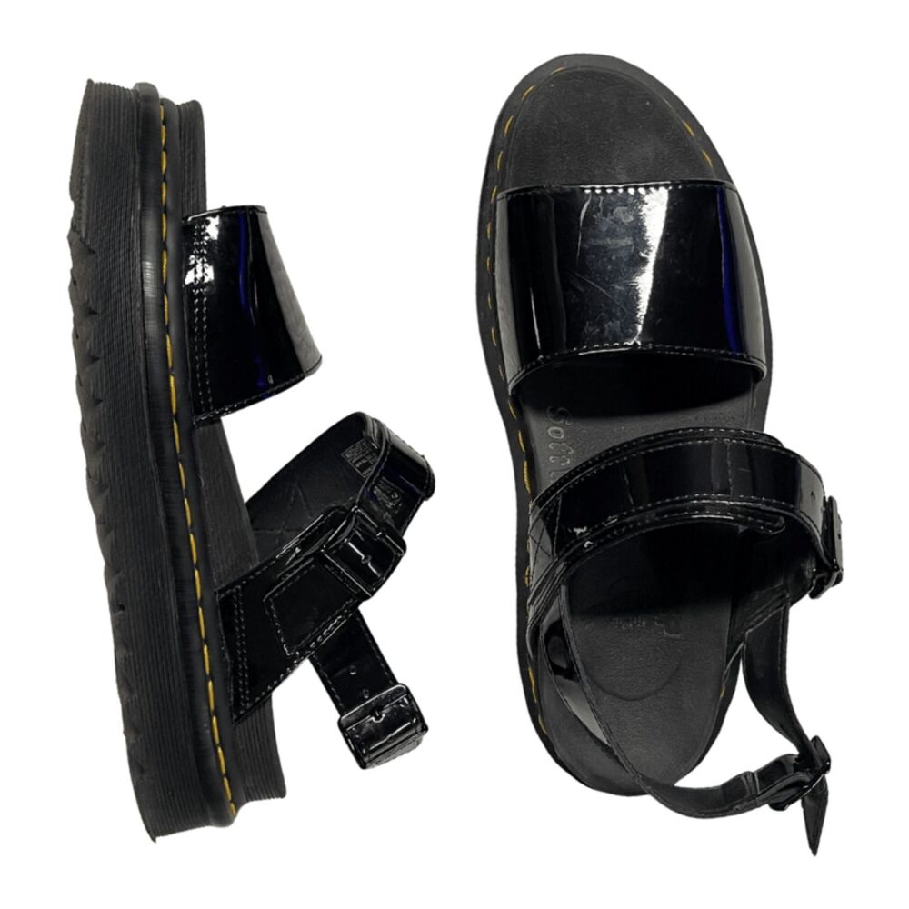 Dr. Martens Voss Platform Sandals – W Size US 10 / EU 42, Black Patent Leather